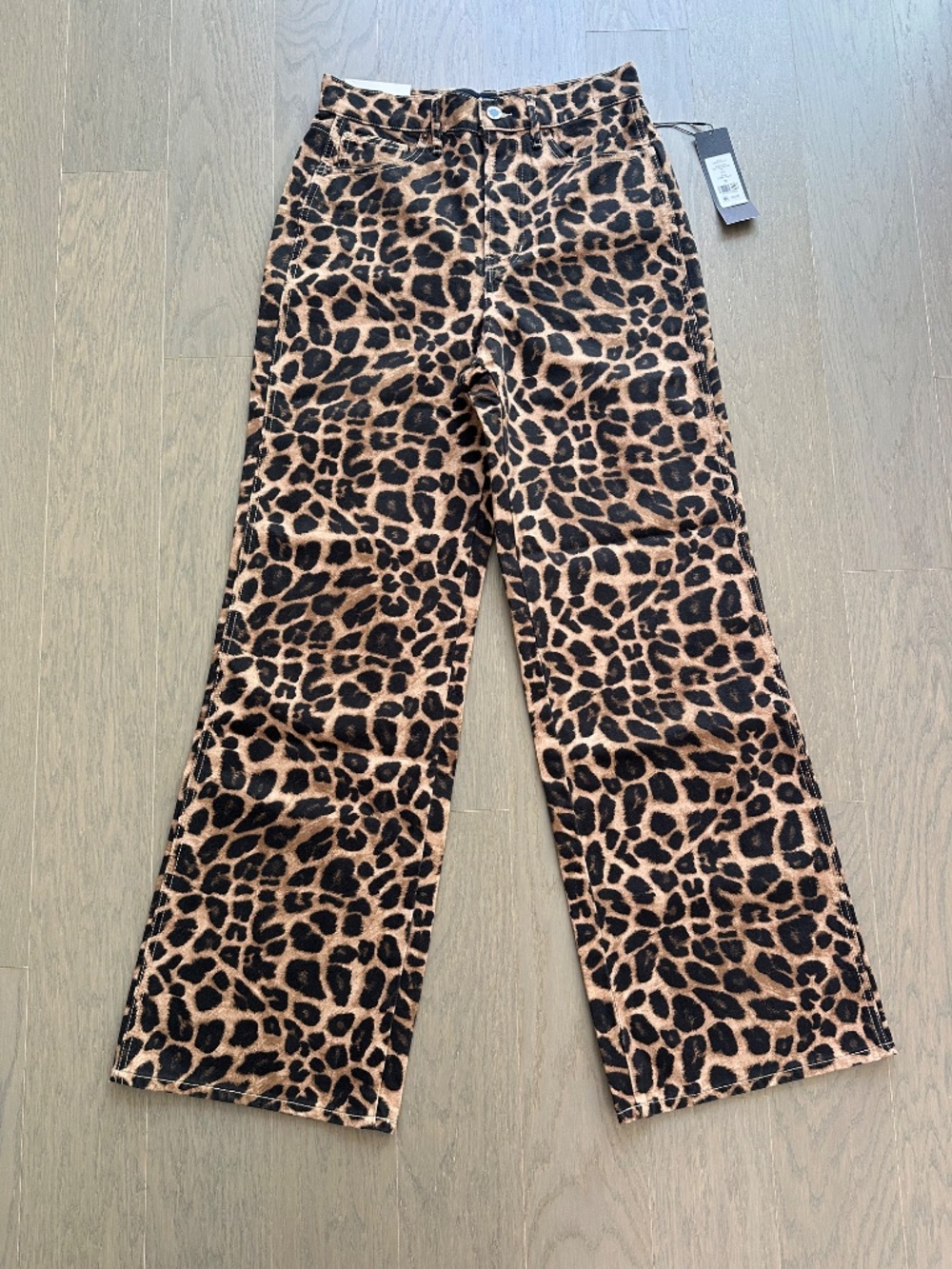 Veronica Beard TAYLOR washed leopard wide leg jeans - with tags - size 28 - Picture 2 of 9